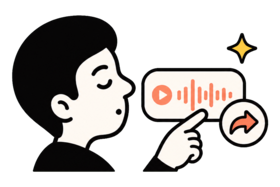 Snorz mascot sharing a selected audio clip